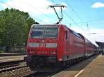 146 119-3 mit einem RE nach Heidelberg am 07.06.09 wrend dem Halt in Mannheim-Friedrichsfeld.