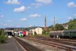 Blick von Sden in den Bahnhof Meiningen.