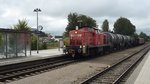 kurzer Güterzug im Bahnhof Mindelheim, 18.10.2016