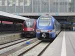 Am 02.05.2015 stand ein Meridian und ein RailJet im Münchner Hauptbahnhof zur Fahrt bereit.