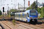 Nachschuss am 25.08.2015 auf Meridian ET 314 (1430 514-8/1430 014-9), als dieser als Werkstattfahrt durch München Heimeranplatz in Richtung München Laim fuhr.