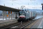 182 535 MRCE (ES 64 U2-035) als gemischter Gz durchfährt Naumburg(Saale)Hbf auf Gleis 2 in südlicher Richtung.