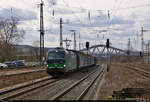 193 266-4 (Siemens Vectron) setzt mit Schiebewandwagen ihre Fahrt in Naumburg(Saale)Hbf nach einer Überholung Richtung Großkorbetha fort.