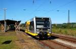 Ein Triebwagen der Burgenlandbahn verlsst am 13.06.09 Naumburg(Saale) Richtung Naumburg(Saale) Ost.