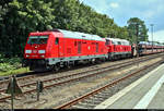 Interessantes Fahrzeugmaterial beim Autotransport von und nach Sylt (IV):  245 021-1 und 218 322-6 der DB Fernverkehr AG als verspäteter AS 1436 (Sylt Shuttle) nach Westerland(Sylt) Autoverladung