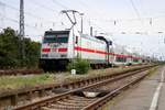 146 572-3 DB als IC2-Garnitur steht in der Abstellung des Bahnhofs Norddeich und tritt in Kürze seine Fahrt als IC 2435 (Linie 56) nach Leipzig Hbf in Norddeich Mole an.