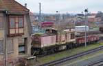 Reichsbahnflair durch 199 877 und 155 110 im Hintergrund. Nordhausen 18.12.2019