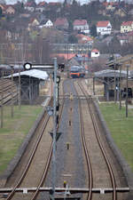 Teleblick auf den wenig frequentierten Bahnhof Nossen.24.03.2019 15:19 Uhr.