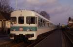 634613 als Zug 7087 nach Münster am 9.2.1990 um 15.55 Uhr im Bahnhof Ochtrup (hinterer Zugteil).