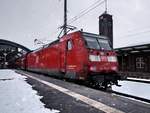 Am 2. Februar 2021 war die Bremer 146 131 auf dem RE 1 unterwegs. Die Lok ist soeben im Bahnhof Oldenburg angekommen und fährt nach einem Aufenthalt weiter nach Hannover Hauptbahnhof. 