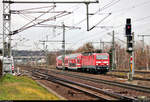 143 909-0 der S-Bahn Dresden (DB Regio Südost) als S 32741 (S2) von Dresden Flughafen erreicht den Endbahnhof Pirna auf Gleis 3 (Bahnsteig 1).