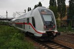 Von 146 559-0 geführt verlässt der IC2432  Ostfriesland  von Cottbus nach Norddeich Mole am Morgen des 14.5.2016 den Potsdamer Hauptbahnhof.