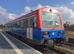 Als RB74 (RB62039) von Meyenburg erreicht 626 120-9 am 8.3.2016 den Bahnhof Pritzwalk in der Prignitz.