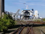 Gleisanlage im Fährbahnhof Puttgarden (Fehmarn), nicht jedes Fährschiff bringt einen Zug aus Dänemark; 25.08.2016  