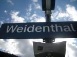 Bahnhofsschild Bahnhof Weidenthal