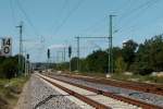 Blick vom sdlichen Ende auf die sanierten Bahnanlagen des Bahnhofes Kratzeburg, der berhol- und Begengnungsbahnhof bleibt.