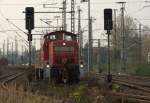 294 668-9 beim Anfahren mit einem Schwellenzug in Coswig. 01.0.2014 16:54 Uhr.