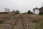 22.11.14 Bf. Milmersdorf vom BÜ aus gesehen, Strecke Eberswalde - Joachimsthal - Templin