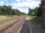 Bahnsteig in Hoppenwalde Richtung Eggesin am 17.Juli 2016.