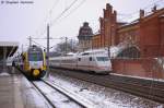 401 083-1  Timmendorfer Strand  als ICE 371 von Berlin Ostbahnhof nach Interlaken Ost in Rathenow. 27.01.2013