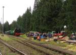 Ausgestellte historische Holz- und Landtechnik, während dem 110.