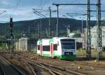 VT 307 der EB verlsst am 08.Juli 2012 als EBx nach Leipzig Hbf, den Bahnhof Saalfeld(Saale) Richtung Pneck.