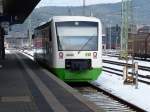 VT327 als EBx nach Leipzig(Hbf.)am 15.03.2013 im Bahnhof Saalfeld.