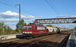 Mit einem Getreidezug am Haken rollte 155 103 der CLR am 25.09.18 durch Saarmund Richtung Potsdam.