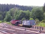 Abgestellte Fahrzeuge des FHWE im Bahnhof Schnheide Sd.