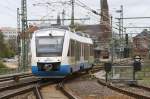 Ostseelandverkehr bei der Ausfahrt aus dem Schweriner Hbf.