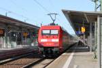 101 088-3 (im Sandwich-Betrieb mit der 101 108-9) mit IC 2216 von Stuttgart Hbf nach Stralsund in Schwerin Hbf am 20.04.2013