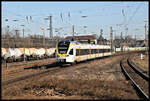 Eurobahn ET 7.11 nach Unna fährt hier am 2.3.2022 um 10.52 Uhr in den Bahnhof Schwerte ein.