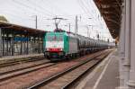 E 186 131 Alpha Trains für ITL - Eisenbahngesellschaft mbH mit einem Kesselzug  Dieselkraftstoff oder Gasöl oder Heizöl (leicht)  in Stendal und fuhr weiter in Richtung Salzwedel.