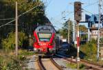 RE 9 auf der Fahrt zum Ostseebad Binz ist auf dem Bf Stralsund Rügendamm abgefahren.