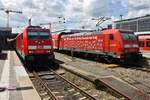 245 006 trifft am 31.05.2019 mit der RB19234 von Süßen im Stuttgarter Hauptbahnhof auf 146 209-2 mit dem RE4216 von Biberach(Riß).