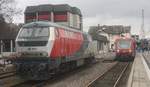 218 256, der Elba  im  Bahnhof  Tübingen.