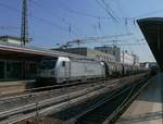 Am 15.04.2019 um 15:25 Uhr hält 187 075 der RheinCargo im Ulmer Hauptbahnhof.