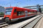 650 114-1 erreicht am 01.06.2019 als RB22648 von Laupheim Stadt den Ulmer Hauptbahnhof.