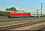 101 005-7 als IC 2168 (Linie 60) von Stuttgart Hbf nach Karlsruhe Hbf durchfährt den Bahnhof Vaihingen(Enz) auf Gleis 6.