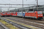 Übers Wochenende pausierende Elektrolokomotiven waren am Hauptbahnhof Wanne-Eickel reichlich zu finden.