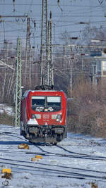 Die Elektrolokomotive 187 166 war im Februar 2021 in Wanne-Eickel zu sehen.