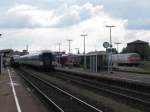 Bahnhof Weiden am 21.9.2008 um 14:41: Auf Gleis 1 steht eine Vogtlandbahn, auf Gleis 2 ein Alex, auf Gleis 3 ein 628 und ganz rechts 614 005/006.