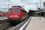 110 441-3 mit dem PF 13930 nach Worms/Lourdes am 22.05.13 bei der Einfahrt in Worms Hbf.