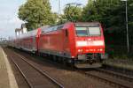 146 126-8 stand am 04.07.2009 in Wunstorfer Bahnhof zur Abfahrt bereit.Das besondere war,es war vorne kein Steuerwagen,sondern die 146 106-0 zog den Zug nach Hannover.Bevor es andersrum wieder zurck