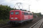 110 169-0 leider ohne Messwagen fuhr als Lz am 14.09.2009 durch Wunstorf Bahnhof in Richtung Minden.