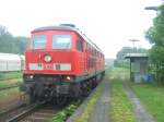 232 694-0 im Bahnhof Dornap-Hahnenfurth auf dem Weg in den Gleisanschluss der Kalkwerke Oetelshofen, um dort gefllte Tals und Falns-Waggons abzuholen und Leerwagen zuzustellen.