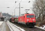 Railion 185 204-5 mit einem gemischtem Güterzug am 13.12.2012 in Wuppertal Unterbarmen.