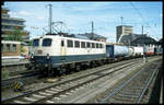 140619 fährt mit einem Güterzug aus Richtung Köln kommend am 13.5.2001 durch den Hauptbahnhof Aachen in Richtung Aachen West.