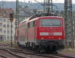 111 119 schiebt den RE10429 aus Aachen heraus nach Dortmund, 25.4.10