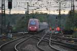 Thalys 4346 Kln-Paris fhrt ber das Burtscheider Viadukt und nhert sich dem Aachener Hauptbahnhof (Oktober 2012).